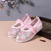 Ethnic Style Children'S Cloth Shoes Elastic Ancient Costume Kids Fashion Embroidered Girls Hanfu Pearl Breathable Mesh Flats Newest