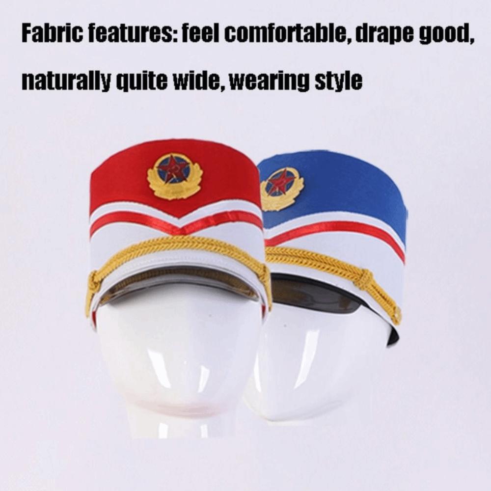 Gold Trim Strips Drum Major Master Hats Skin-friendly Soldier Top Cap Marching Band Hat  Halloween