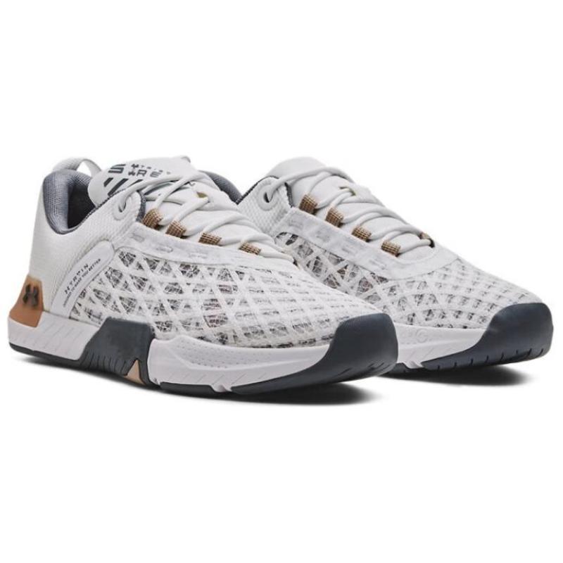 Under Armour TriBase Reign 5 Slip Resistant Abrasion Resistant Low Top Training Shoes Men's White Sneakers 3026021-105