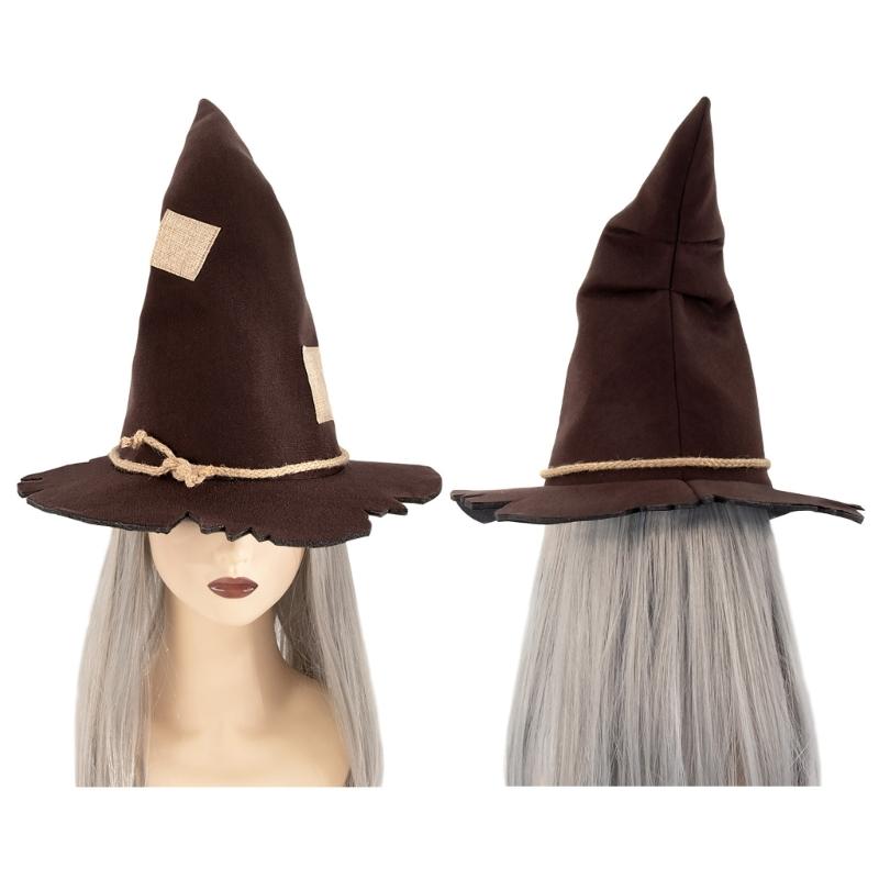 Scarecrow Felted Hat Unisex Magical Wizard Hats Halloween Witch Cosplay Hat for Halloween Party and Cosplay Event