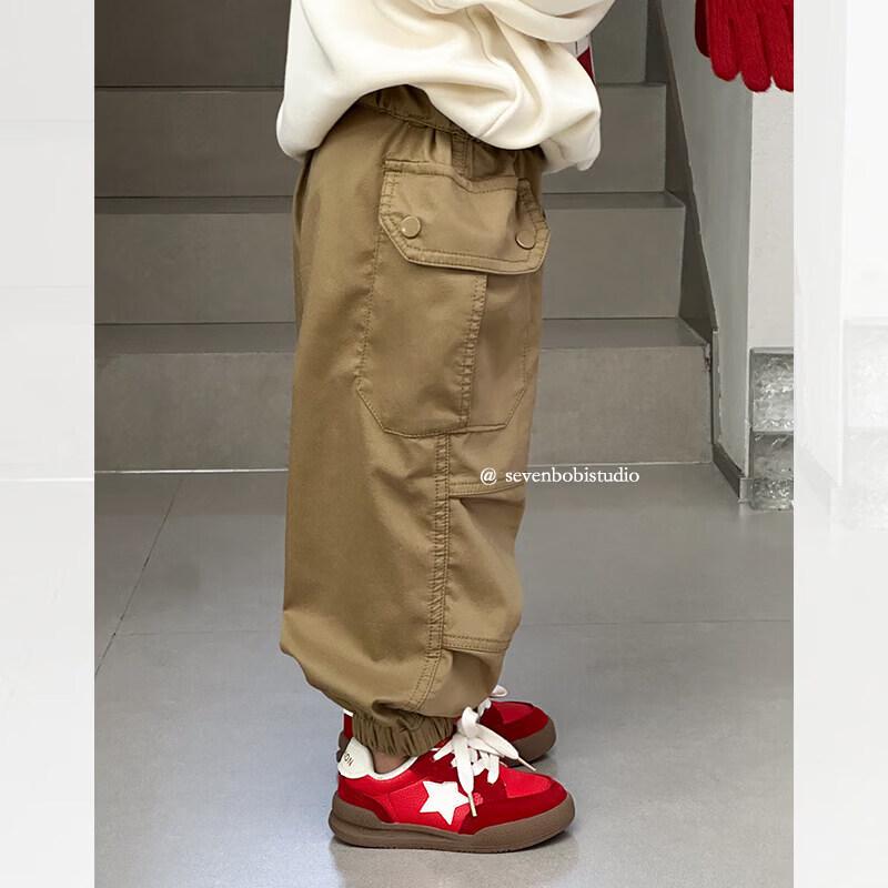 SEVEN BOBI Girls' Khaki High-Waisted Cargo Jogger Pants