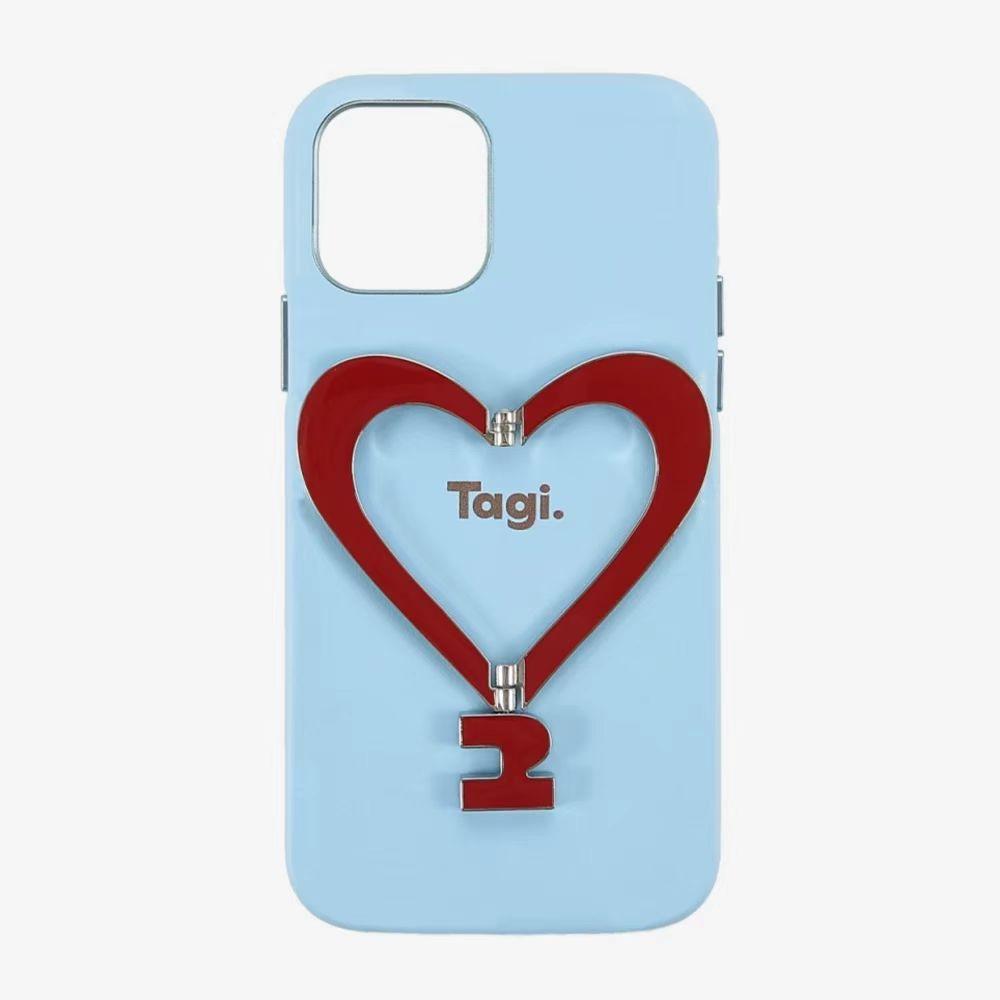 Heart-Shaped Leather Phone Case with Metal Bracket for iPhone 16 Pro Max - Tags That Make You Happy