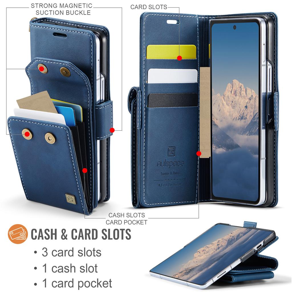 Suitable for Samsung Z Fold6 Phone Case, ZFOLD5 Phone Leather Cover with Card Slot and Wallet, Foldable Flip Cover