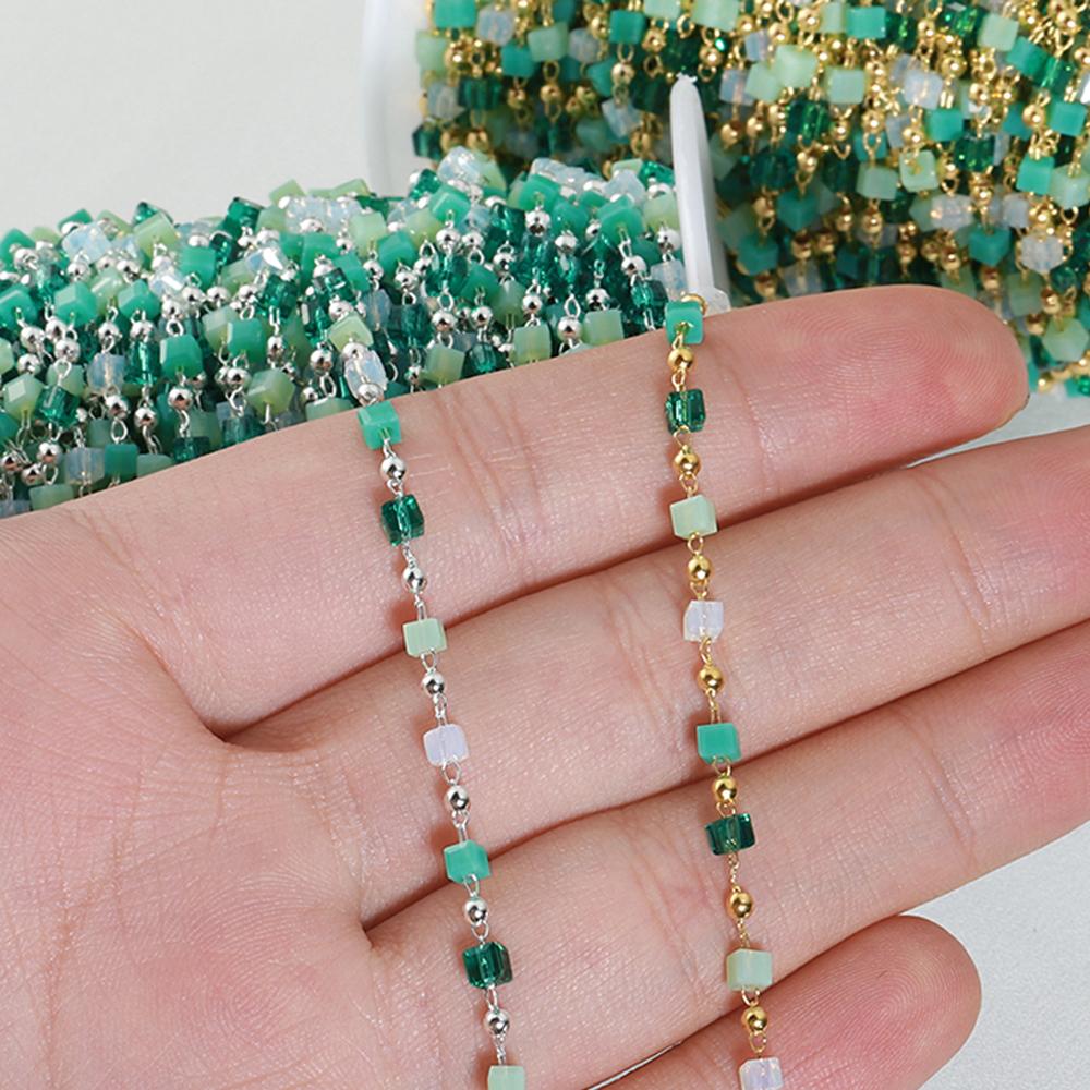 1Meter Bohemian Cube Beads Chain for KC Gold Choker Necklace Bracelets Women Charm Handmade Party Jewelry Making DIY Accessories