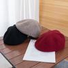 Big Head Circumference Woolen Knitting, Wearing a Red Beret Upside Down, Women's Autumn and Winter Show Their Faces, Small Forward Hat, Painter Hat