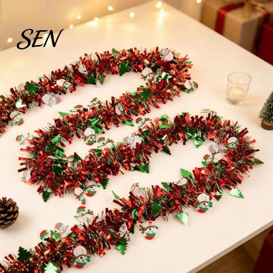 Christmas Gift Embellishment Snowflake Tinsel Garland, 200cm Light Blue Purple Foil Tree Ornament Ribbon Strip for Staircase Window, Holiday
