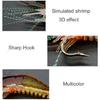 7 Pcs Silicone Soft Shrimp Baits with Hooks Luminous Swimbait Fishing Tackle