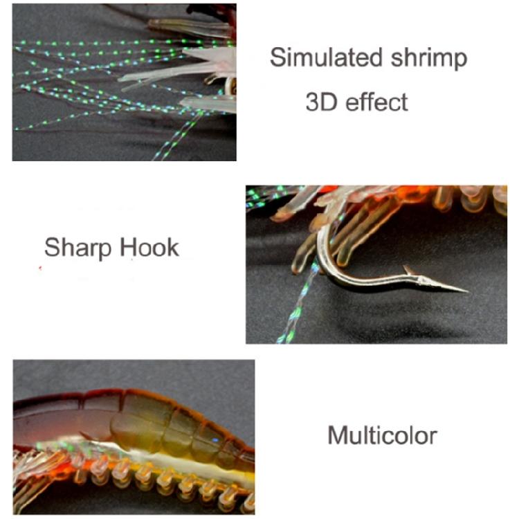 7 Pcs Silicone Soft Shrimp Baits with Hooks Luminous Swimbait Fishing Tackle