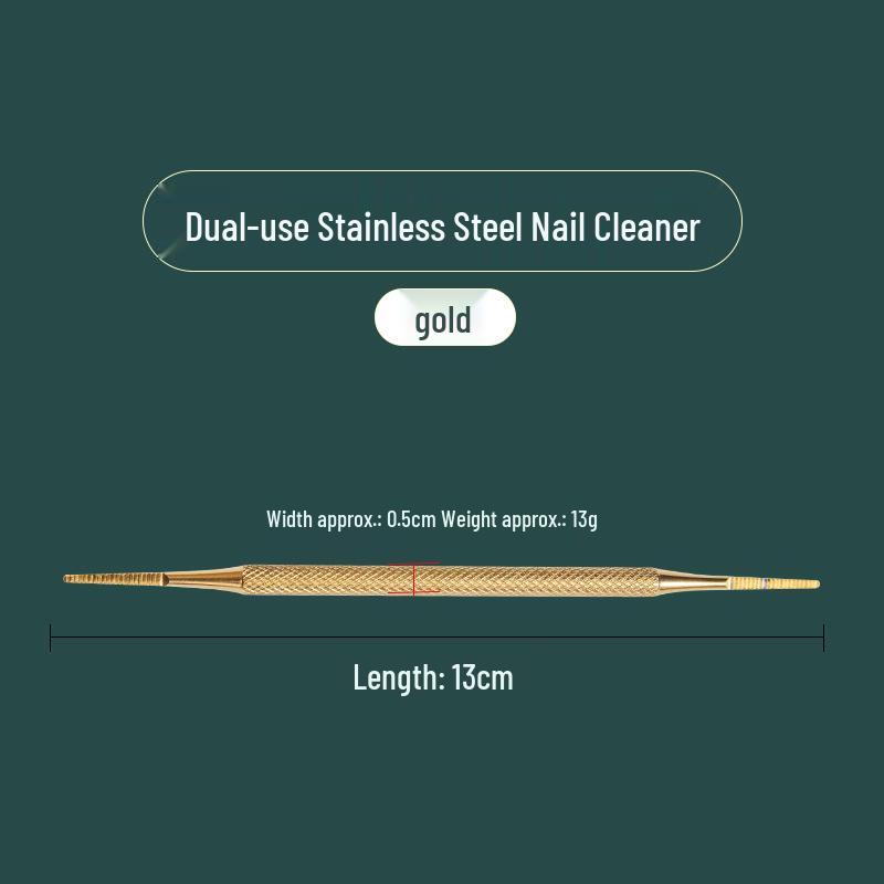 Stainless Steel Double-Ended Nail Cleaner: Nail File, Cuticle Spoon, Ingrown Nail Repair, Polishing & Cleaning Tool for Nails and Toenails.
