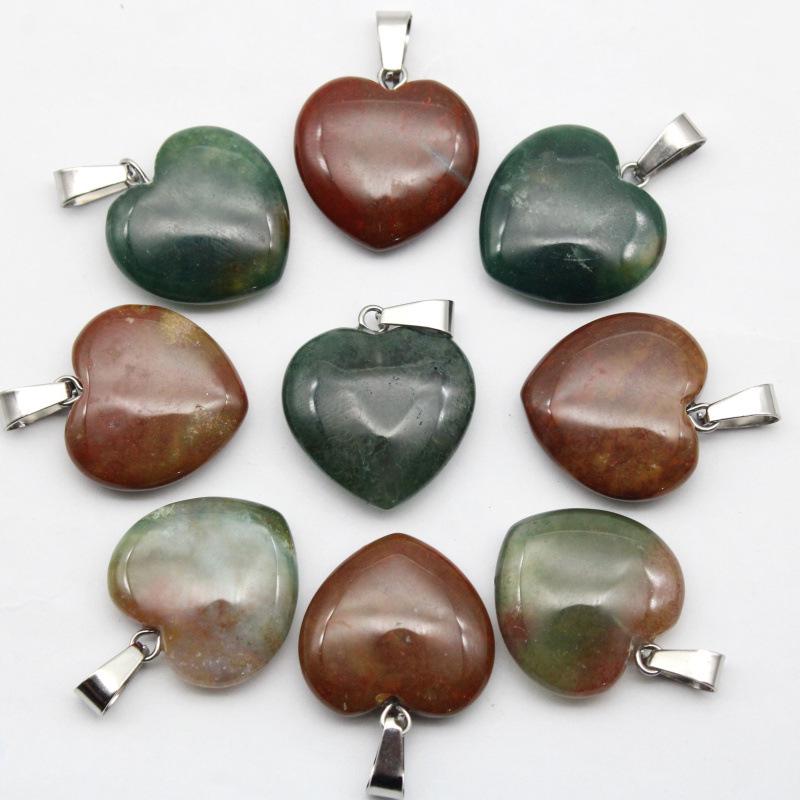 20MM Herzförmiger Naturstein Anhänger: Achat, Rosenquarz, Aquamarin, Pfirsichherz Schmuck
