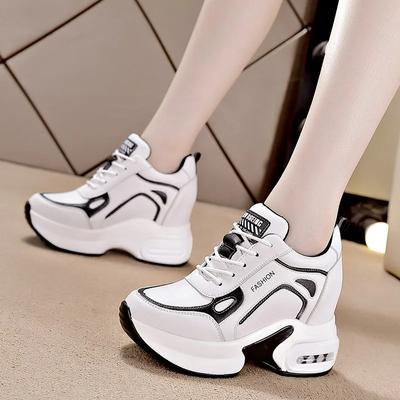 Zapatos de mujer de corte bajo de otoño, zapatos de moda con tacones altos, plataforma de cuña con cordones, zapatillas informales, zapatos deportivos cómodos y transpirables
