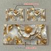 3pcs Golden Golden Edge Flower Quilt Set (1 Duvet Cover + 2 Pillowcases Coreless) White 3D Carved Series High Definition