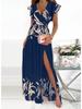Elegant European & American V-Neck Long Split Waist Dress