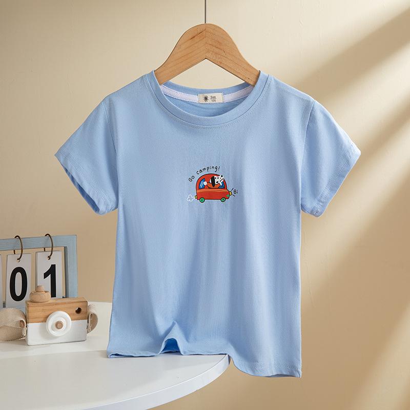 

Детская футболка с короткими рукавами для мальчиков. Топы для маленьких девочек. Летняя одежда. Детская одежда. Маленькая иконка. Чистый хлопок. Простая стильная одежда. 140cm