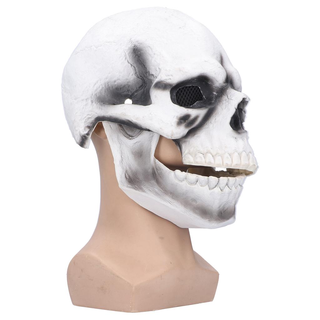 Halloween Scary Skull Mask Adult Full Head Latex Skull Helmet Glowing Eyes with Moving Chin