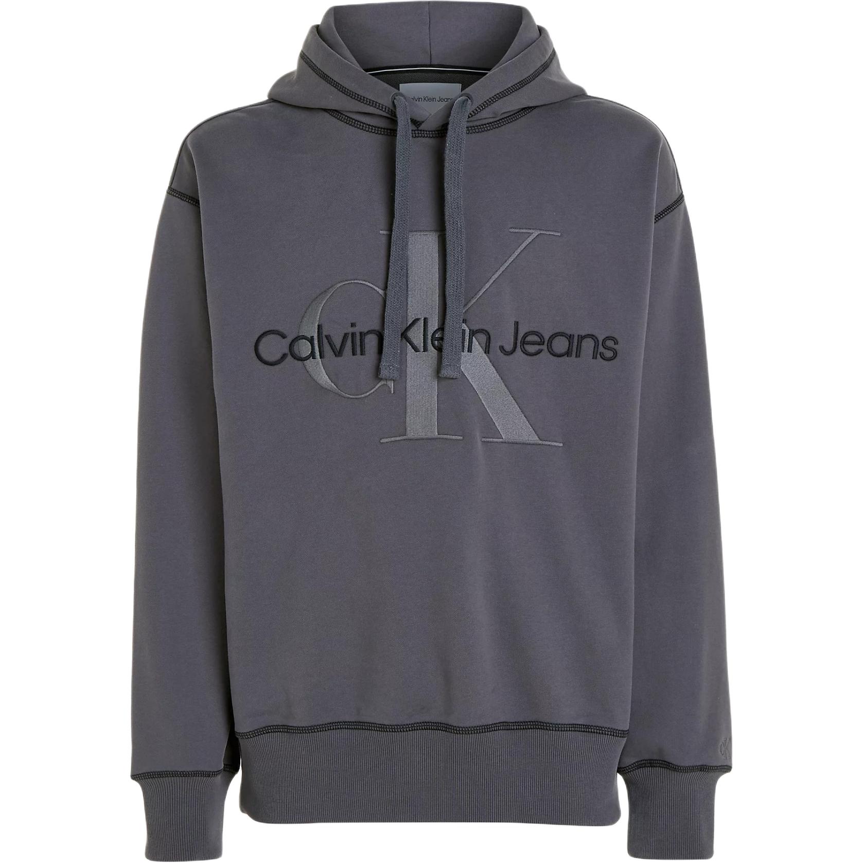 

Calvin Klein Jeans Minimalist Letter Embroidered Loose Hoodie Long Sleeve Sweatshirt Men hoodies Washed-Black J30J324623-PT2 S