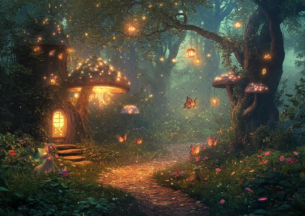 Fairy forest Glitter tree background Magic Forest night Butterfly photography birthday background party photo shoot decoration