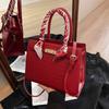 Spring New Stone Pattern Solid Color Simple Retro Large Capacity Styling Single Shoulder Oblique Span Texture Women's Bag