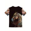 Girls Fashionable 3d Horse Graphic Tee Comfortable Crew Neck Children Girl Short Sleeve Tops Summer Outdoor Kids Clothes
