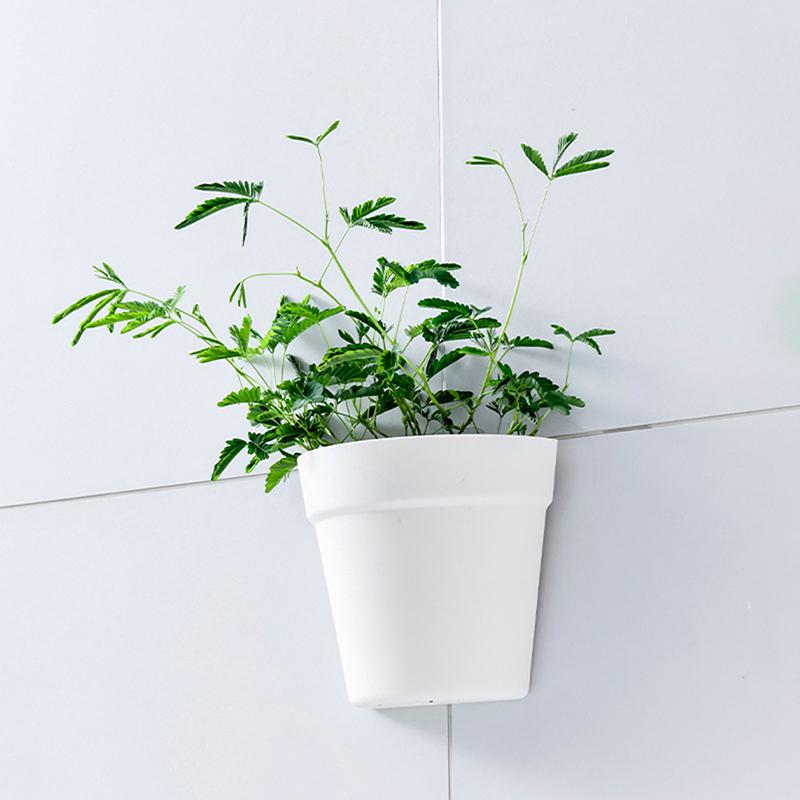 An der Wand befestigter Blumentopf aus Kunststoff für Topfpflanzen, kreativer, an der Wand hängender Pflanztopf, halbrund, kleiner Blumentopf, Wanddekoration