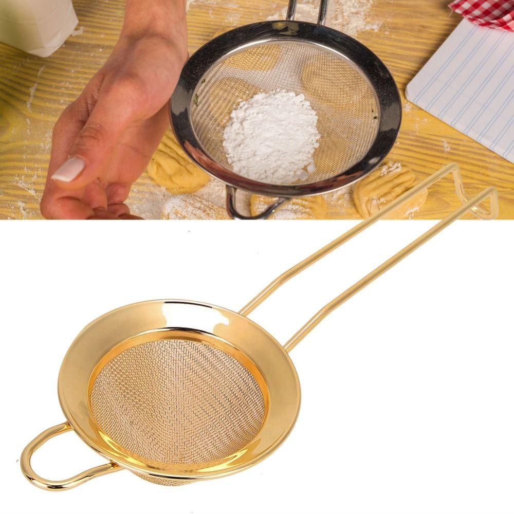 304 Stainless Steel Cone Shape Cake Powder Filter Long Handle Fine Mesh Strainer  Baking