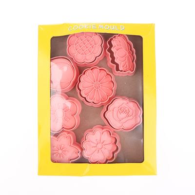 8 bucăți tăietori de biscuiți în formă de floare 3D din plastic pentru biscuiți pentru ștampila pentru prăjituri