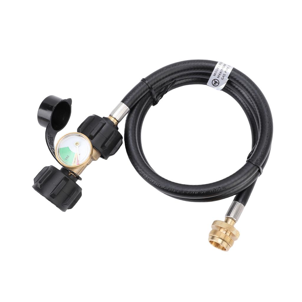 Gasgrill Druckmesser-Set mit 4FT Schlauch und Anschlüssen, Kompatibel 1lb 20lb QCC1 Typ 1 Tanks für BBQ, Wohnmobil, Camping