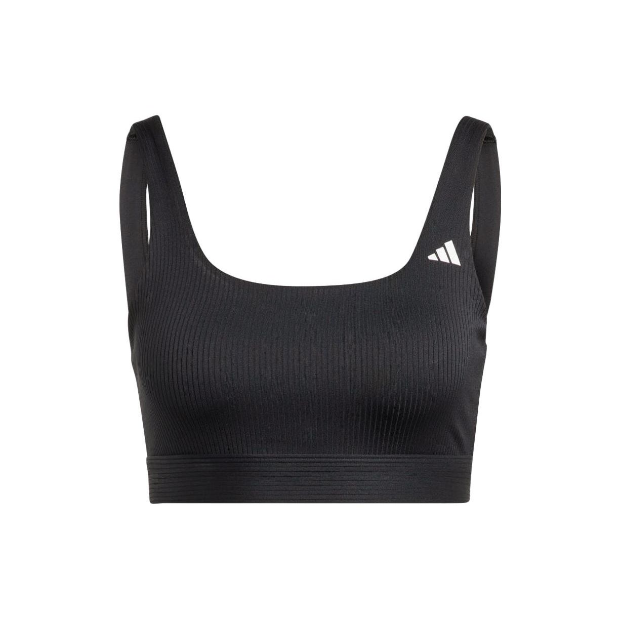 Adidas Solid Color Logo Print Sleeveless Square Neck Sports Bra Women Sports Underwear Black HZ9024 AXLB