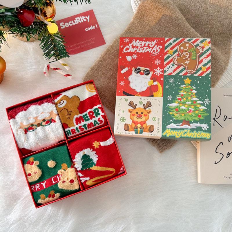 Christmas Gift Box: Women's Cute Cartoon Mid-Calf Socks for Autumn/Winter - Perfect for Girlfriends