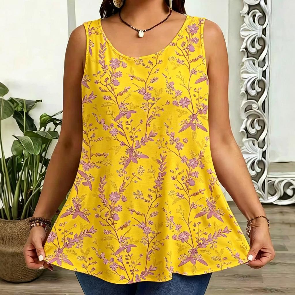 Fashionable Creative Retro Plus Size Summer Vacation Casual 3D Printed Vest Comfortable Soft Breathable Loose Fitting Summer Sleeveless Women's Vest