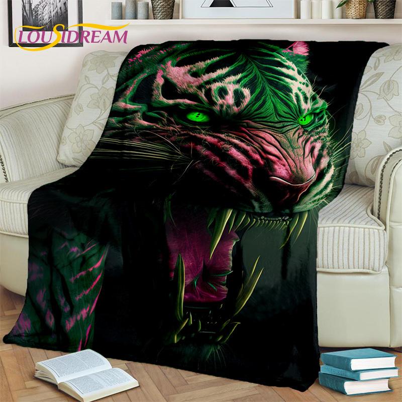 Bestie Desene Animate Tigru Leu Leopard Animal Faună Sălbatică Pătură, Pătură Moale de Aruncat pentru Casă Dormitor Pat Canapă Acoperire Picnic Pătură Copii