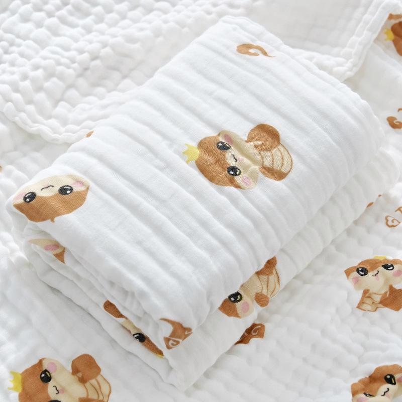 High-Density Six-Layer Pure Cotton Baby Bath Towel and Swaddling Blanket for Newborns and Children