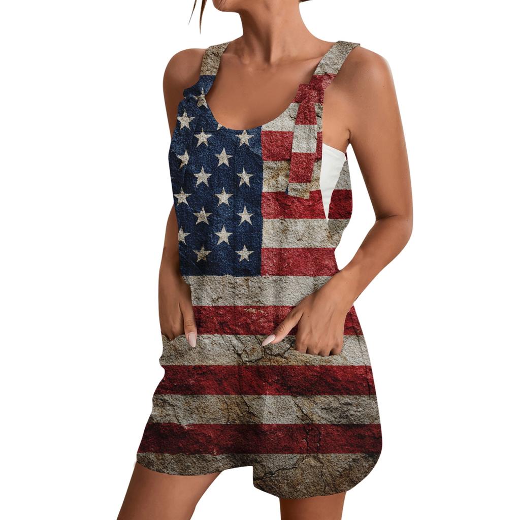 Rompers For Women Summer Casual Sleeveless Overall Comfy Loose Spaghetti Strap Romper Fashion Jumpsuit With Pockets
