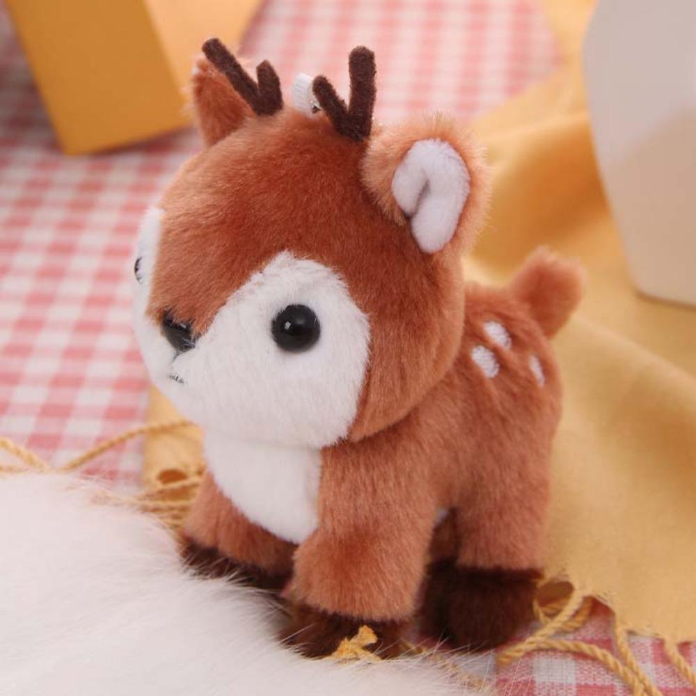 Key Ring Pendant Stuffed Deer Keychain Fawn Keychain Fluffy Elk Doll  Christmas Gifts