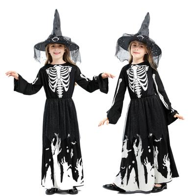 Glow In The Dark Witch Costume Halloween Cosplay Outfit for Kids Unisex Party Performance Robe for Halloween Parties And Festivals