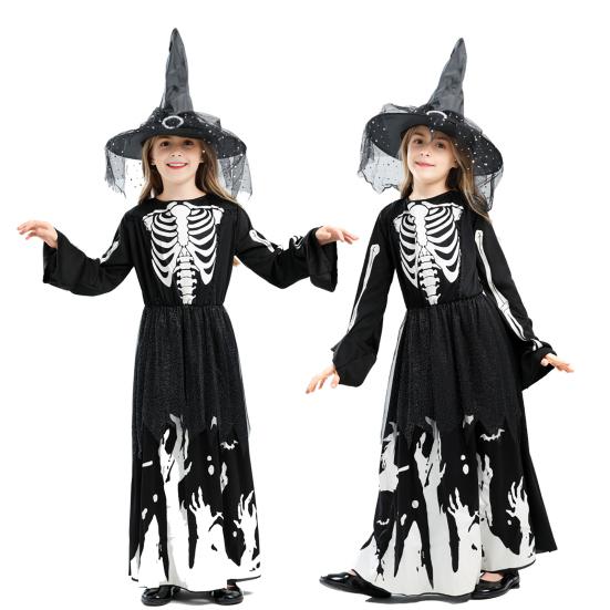 Glow in The Dark Witch Costume Halloween Cosplay Outfit for Kids Unisex Party Performance Robe for Halloween Parties And Festivals