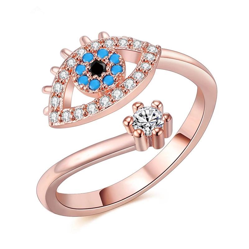 

2026 European and American Cold Wind Devil s Eye Ring, Women s Open Blue Eye Fashion Ring Jewelry Resizable розового золота