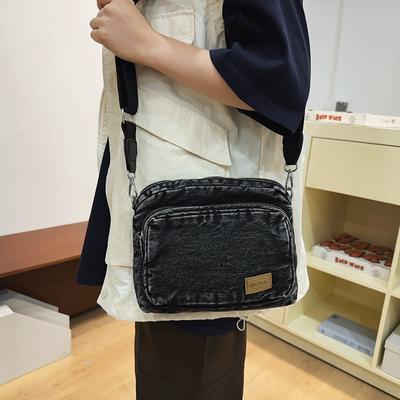 1 sztuka jednokolorowa torba crossbody na szerokim pasku dżinsowa torba na jedno ramię damska torba dla dojeżdżających do pracy