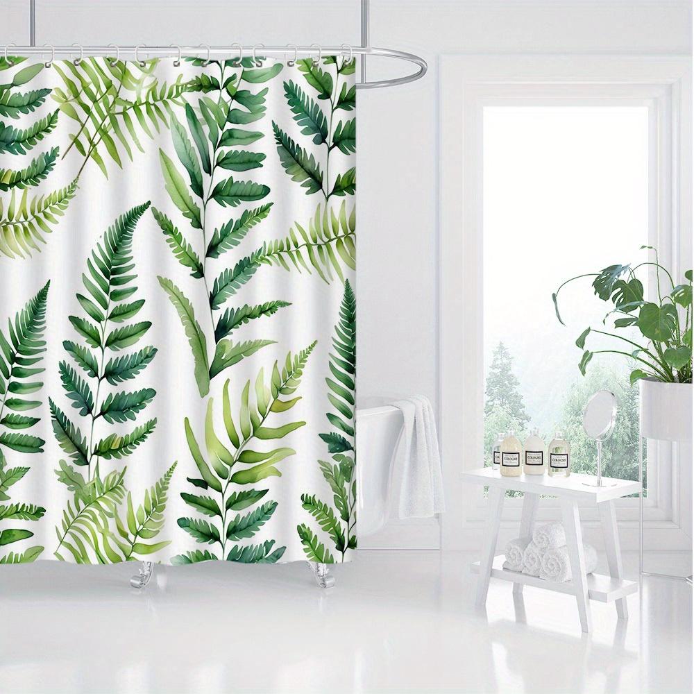 1pc Green Leaf Shower Curtain High Quality Polyester Fabric Vintage Country Style Waterproof Bathroom Decor Easy to Wash
