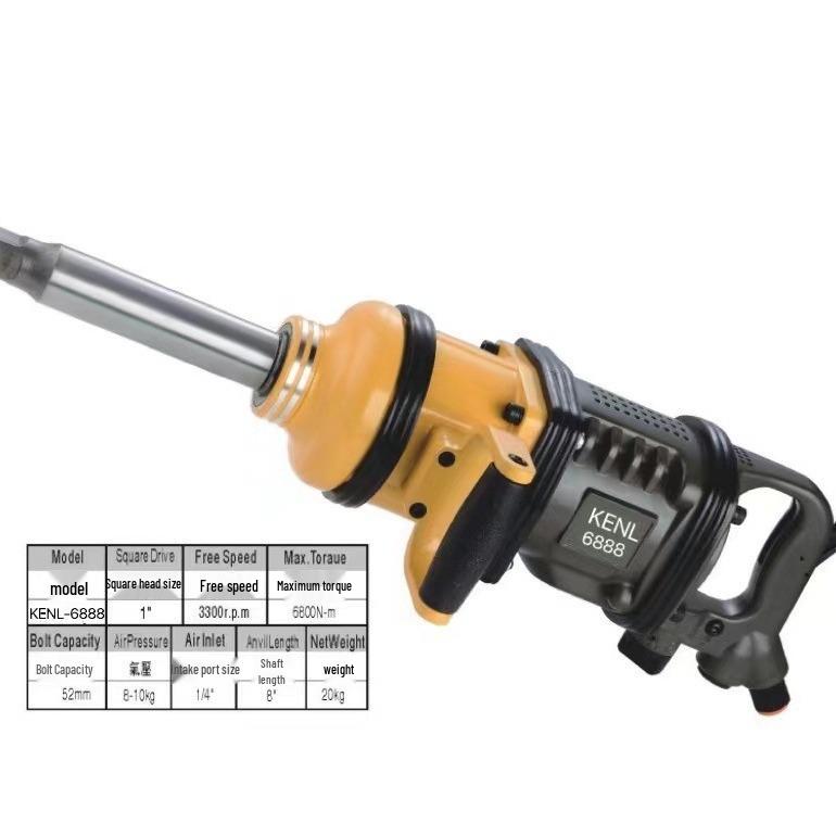 Heavy-Duty Industrial Pneumatic Wrench, 1-Inch High Torque, Vehicle-Mounted for Mobile Tire Repair