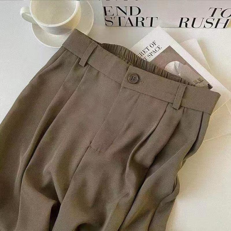 Women s High Waist Ribbed Knit Wide Leg Suit Pants S