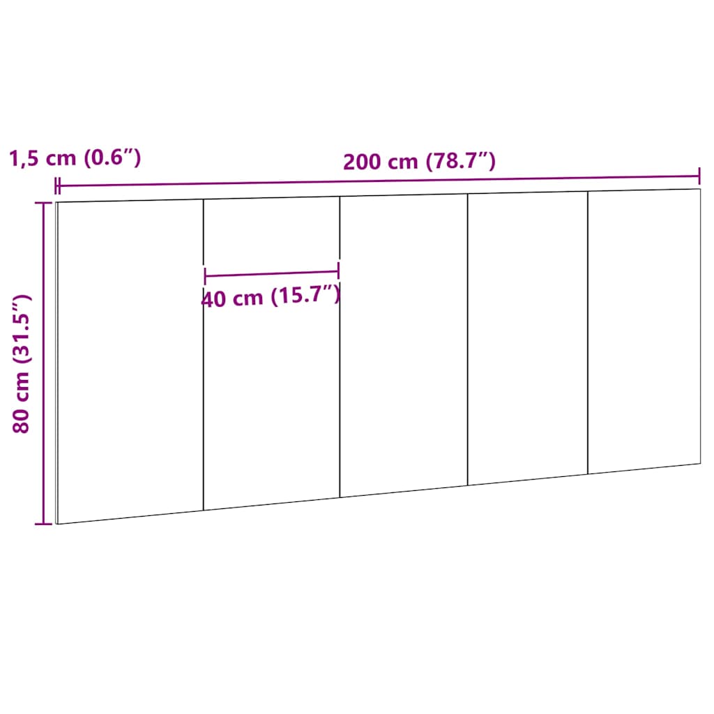 Headboard In Black Oak Look 160 X 1.5 X 80.5 Cm