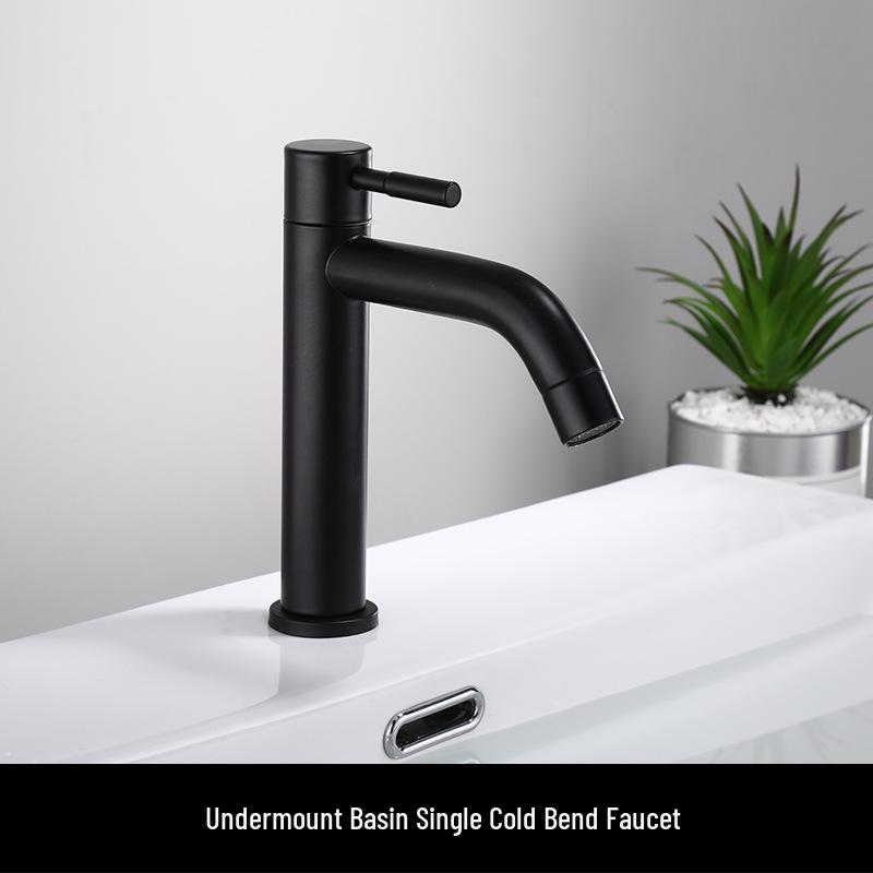 

Single Cold Water 304 Stainless Steel Black Bathroom Vanity Top with Undermount Basin and Faucet