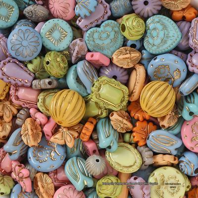 Acrylic Retro Gilded Czech Glass Beads for DIY Jewelry Making