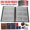 120/60 Taschen Künstliches PU-Leder Münzsammlung Album Buch 10 Seiten Münzsammlung Geld Organizer Aufbewahrungstaschen PVC-Folie