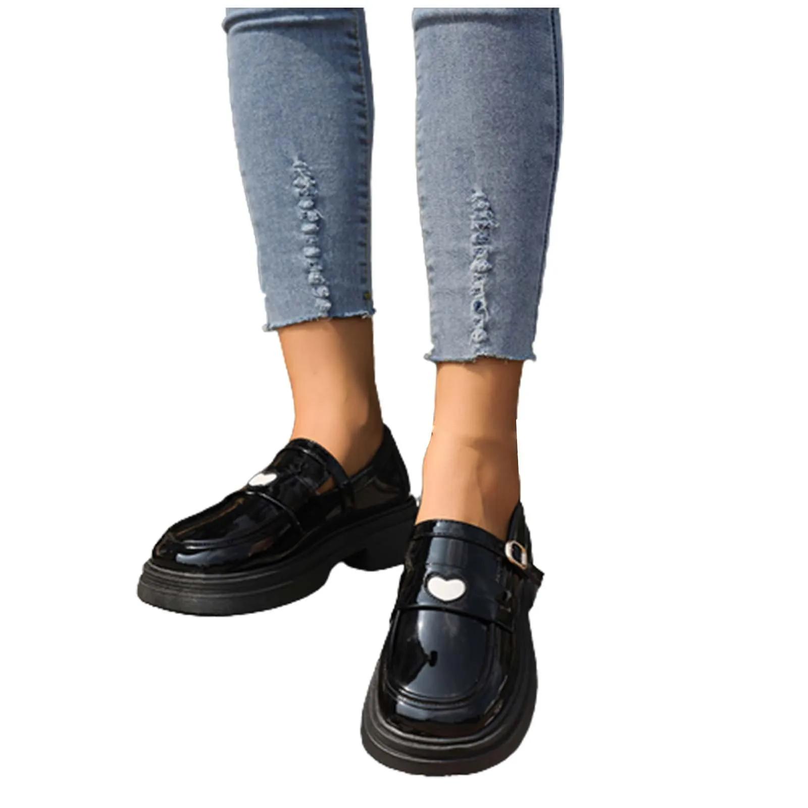 

Туфли из лакированной кожи, женские туфли-оксфорды, модная повседневная обувь на весну и осень для женщин, женские туфли на толстой подошве 40