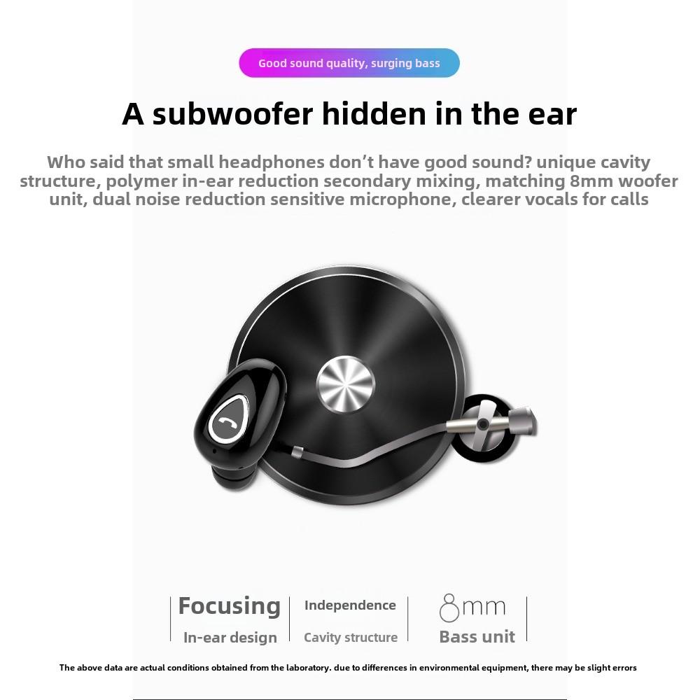 New Bluetooth Headphones Mini Invisible Non-flashing Wireless Ultra Long Endurance In-ear Noise-cancelling Headphones