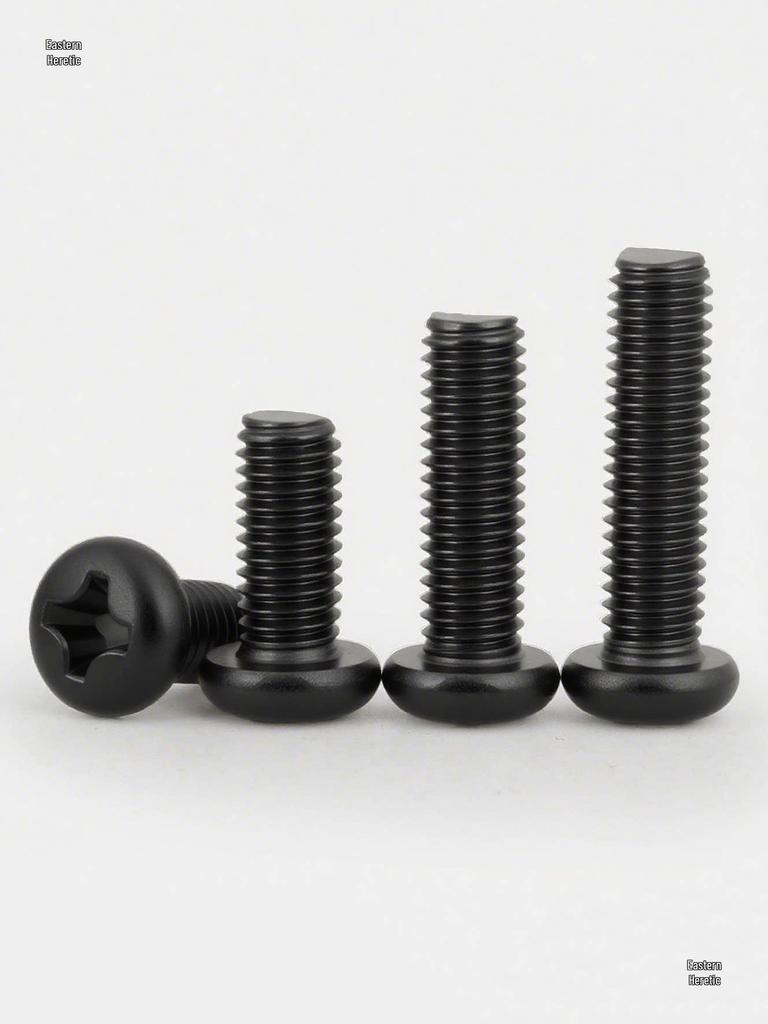 Black 316 Stainless Steel Phillips Round Head Machine Screw, Sizes M2.5-M8