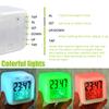 LED Digital Alarm Clock  Mini Desk Cube Clock with Colorful Lights Multi-function Alarm Clocks with Calendar Temperature Display