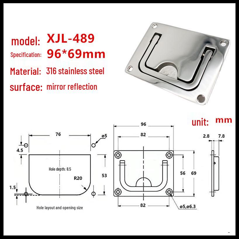 304 Stainless Steel Yacht Hardware Pull Ring Floor Deck Hatch Handle